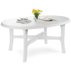 Tavolo da Esterno Bianco 6 Posti Tavolo Tavolo da Esterno Fisso 165x110x72h cm, Lunghezza Massima 165 cm Made in Italy - Simmsville