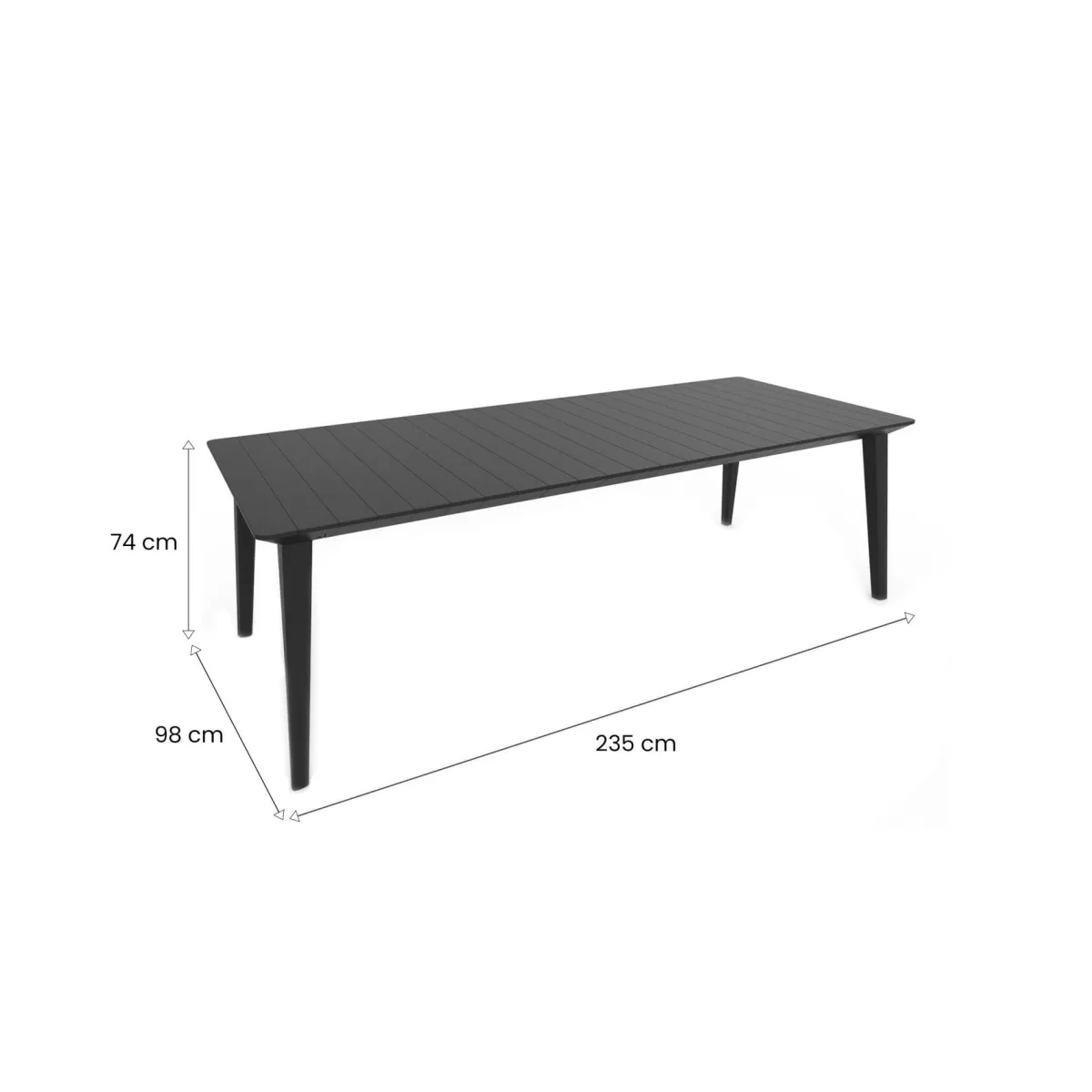 Tavoli Da Esterno > Dmora Tavolo da esterno Camrose, 235x98 h74 cm, Antracite Nero Antracite