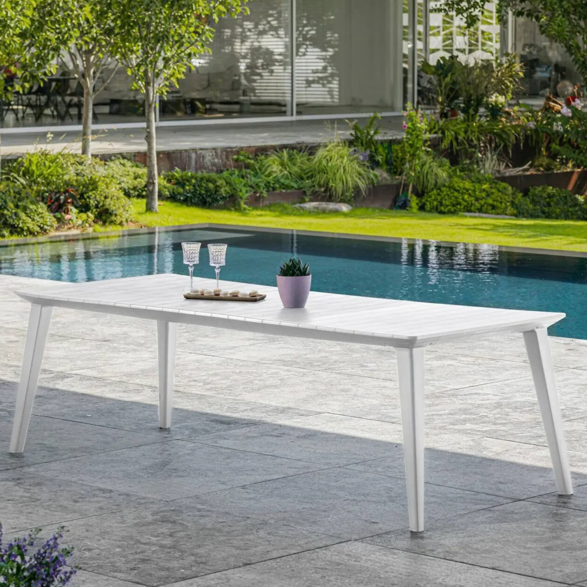 Tavolo da esterno Camrose, 235x98 h74 cm, Bianco