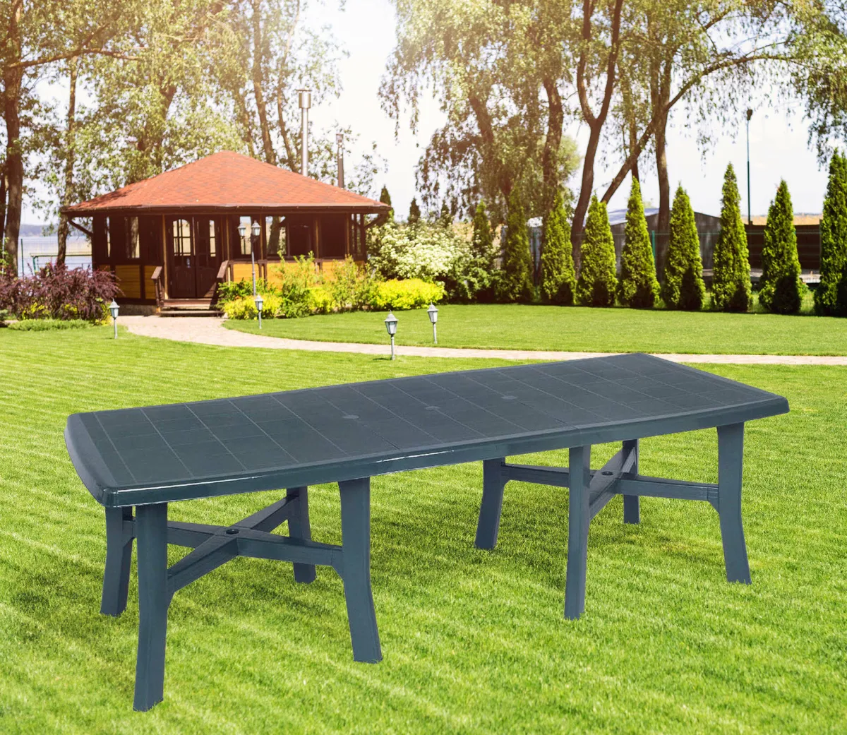 Outdoor > Dmora Tavolo da esterno Dhysa, 160x90h72 cm, Verde