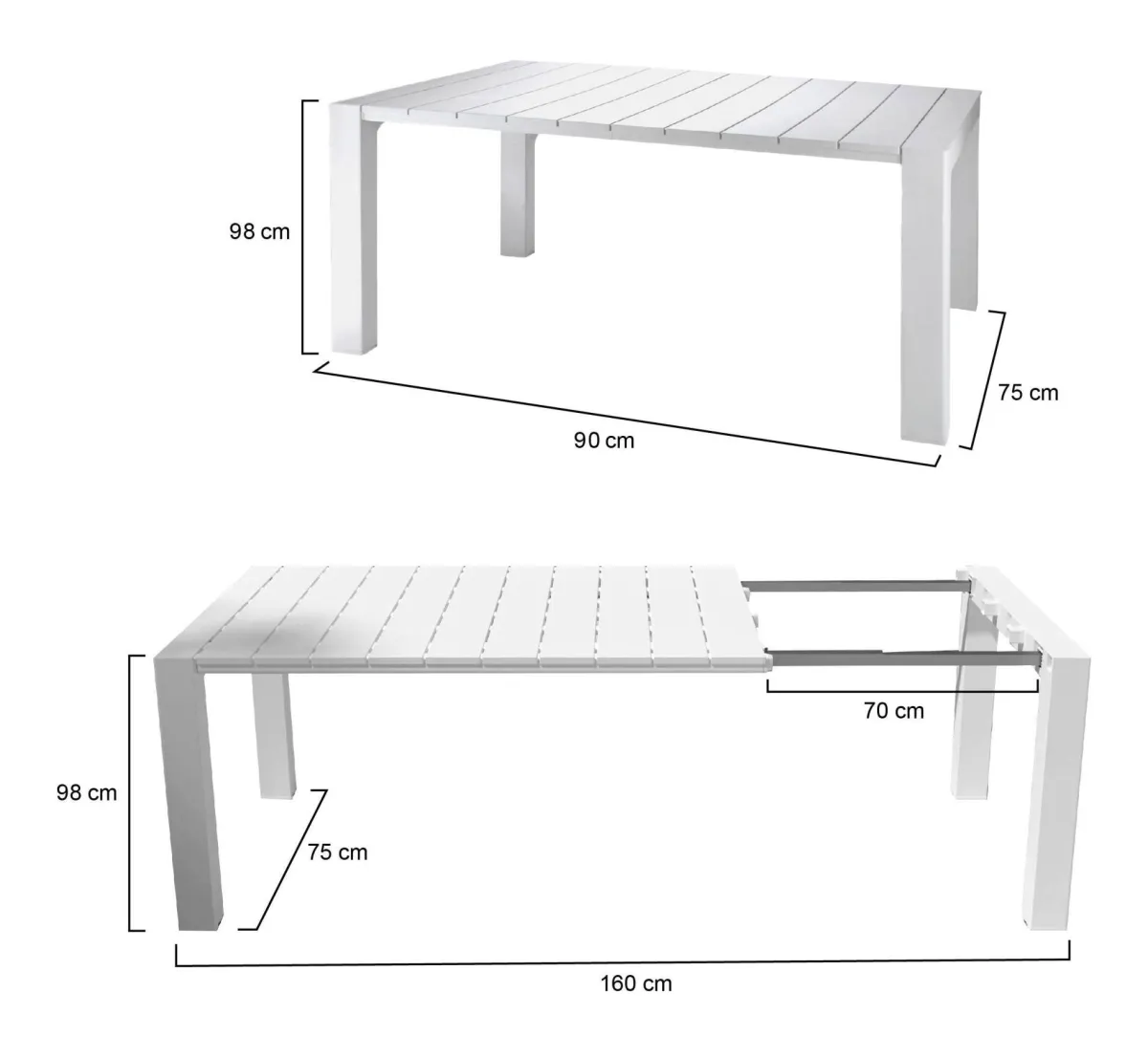 Tavoli Da Esterno > Dmora Tavolo da esterno Langsa, 98x75 h90 cm, Bianco