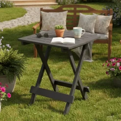 Tavoli Da Esterno > Dmora Tavolo da Esterno 2 Posti Lunghezza Massima 50 cm 60x47x65h cm, Finitura Effetto Liscio Made in Italy - Ohatchee Nero Antracite