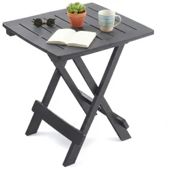 Tavoli Da Esterno > Dmora Tavolo da Esterno 2 Posti Lunghezza Massima 50 cm 60x47x65h cm, Finitura Effetto Liscio Made in Italy - Ohatchee Nero Antracite