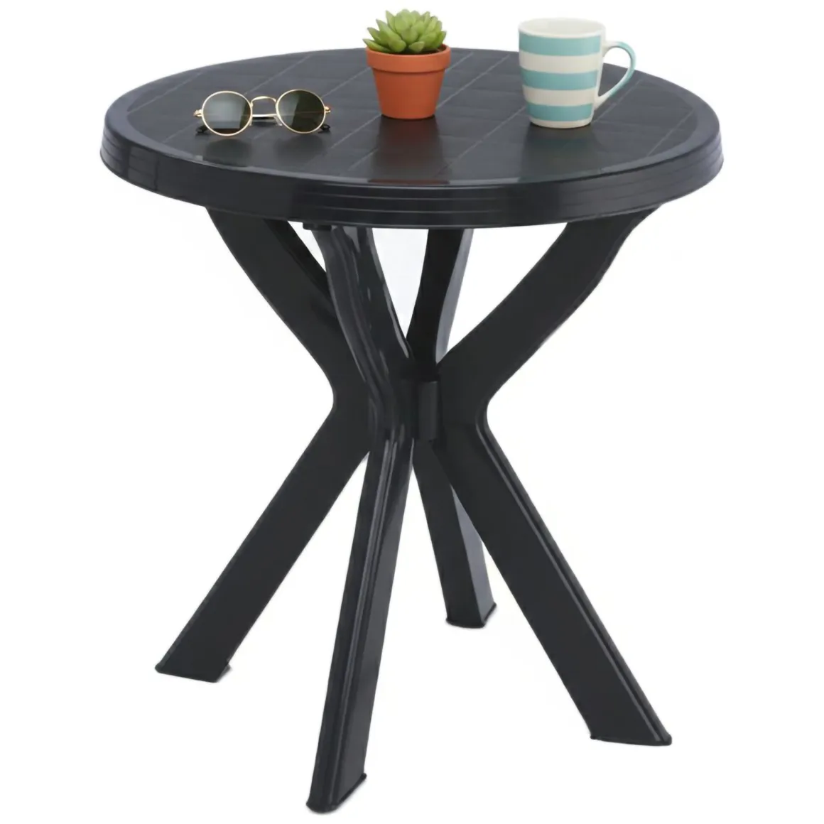 Tavoli Da Esterno > Dmora Tavolo da Esterno 2 Posti Lunghezza Massima 70 cm 70x70x72h cm, Finitura Effetto Liscio Made in Italy - Trimble Nero Antracite