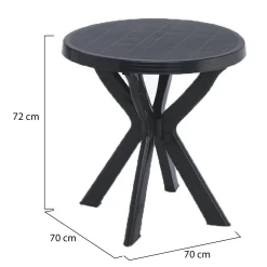Tavoli Da Esterno > Dmora Tavolo da Esterno 2 Posti Lunghezza Massima 70 cm 70x70x72h cm, Finitura Effetto Liscio Made in Italy - Trimble Nero Antracite