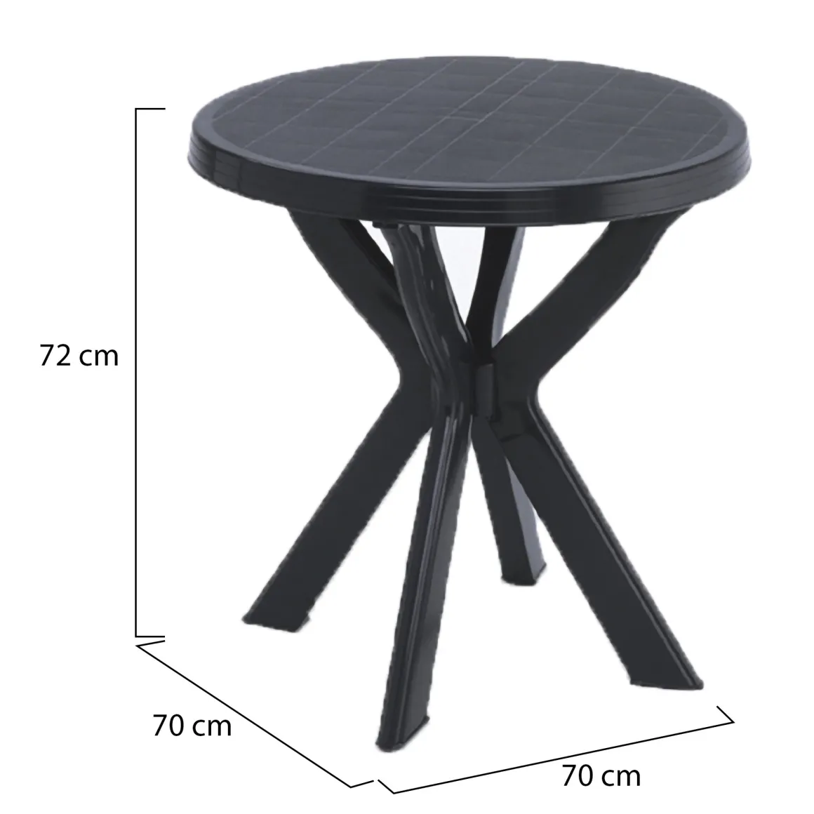 Tavoli Da Esterno > Dmora Tavolo da Esterno 2 Posti Lunghezza Massima 70 cm 70x70x72h cm, Finitura Effetto Liscio Made in Italy - Trimble Nero Antracite