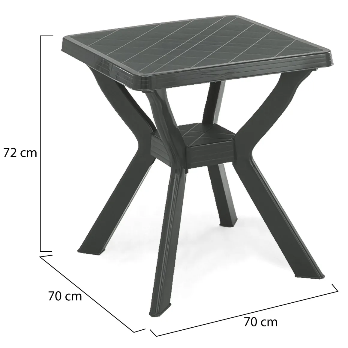 Tavolo da Esterno Nero Antracite 4 Posti Lunghezza Massima 70 cm 70x70x72h cm, Finitura Effetto Quadrettato Made in Italy - Straven
