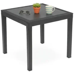 Tavoli Da Esterno > Dmora Tavolo da Esterno 4 Posti Lunghezza Massima 79 cm 79x79x72h cm, Finitura Effetto Liscio Made in Italy - Normandy Nero Antracite