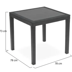 Tavoli Da Esterno > Dmora Tavolo da Esterno 4 Posti Lunghezza Massima 79 cm 79x79x72h cm, Finitura Effetto Liscio Made in Italy - Normandy Nero Antracite