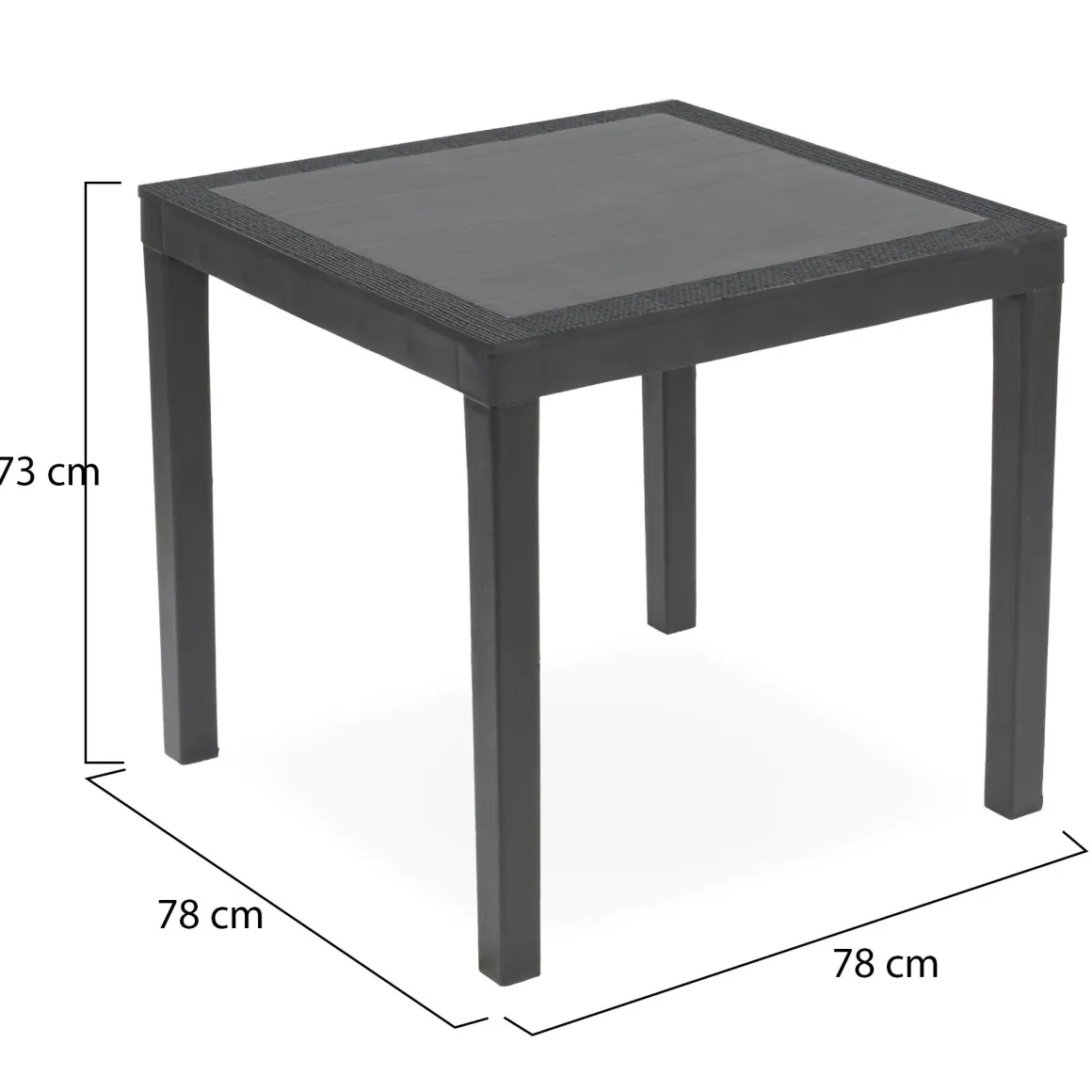 Tavoli Da Esterno > Dmora Tavolo da Esterno 4 Posti Lunghezza Massima 79 cm 79x79x72h cm, Finitura Effetto Liscio Made in Italy - Normandy Nero Antracite