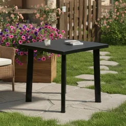 Tavoli Da Esterno > Dmora Tavolo da Esterno 4 Posti Lunghezza Massima 90 cm 90x90x72h cm, Finitura Effetto Quadrettato Made in Italy - Brooksdale Nero Antracite