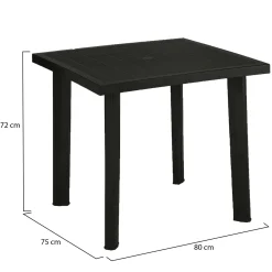 Tavoli Da Esterno > Dmora Tavolo da Esterno 4 Posti Lunghezza Massima 90 cm 90x90x72h cm, Finitura Effetto Quadrettato Made in Italy - Brooksdale Nero Antracite