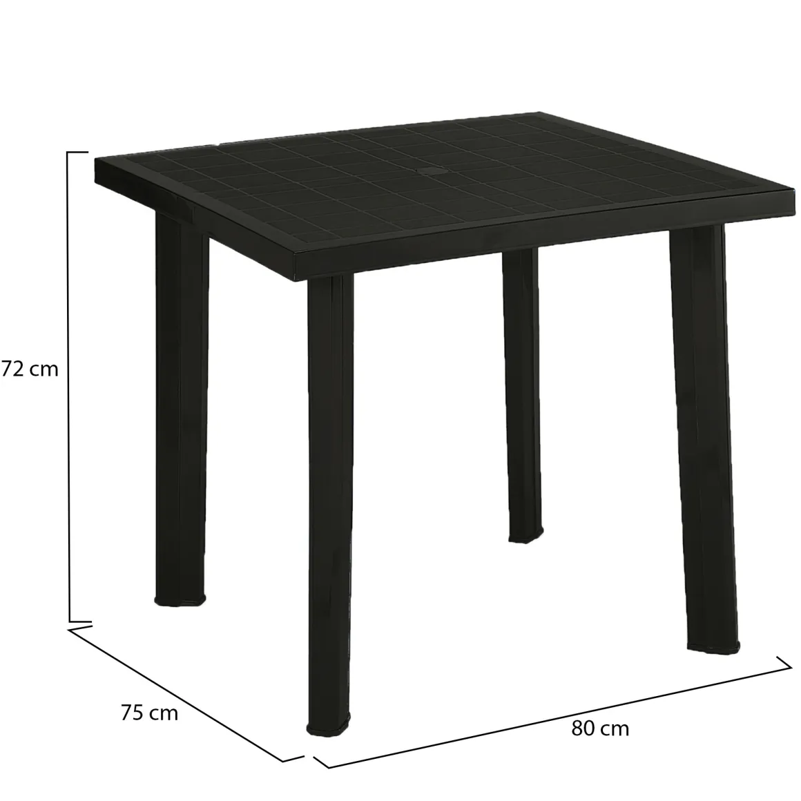 Tavoli Da Esterno > Dmora Tavolo da Esterno 4 Posti Lunghezza Massima 90 cm 90x90x72h cm, Finitura Effetto Quadrettato Made in Italy - Brooksdale Nero Antracite