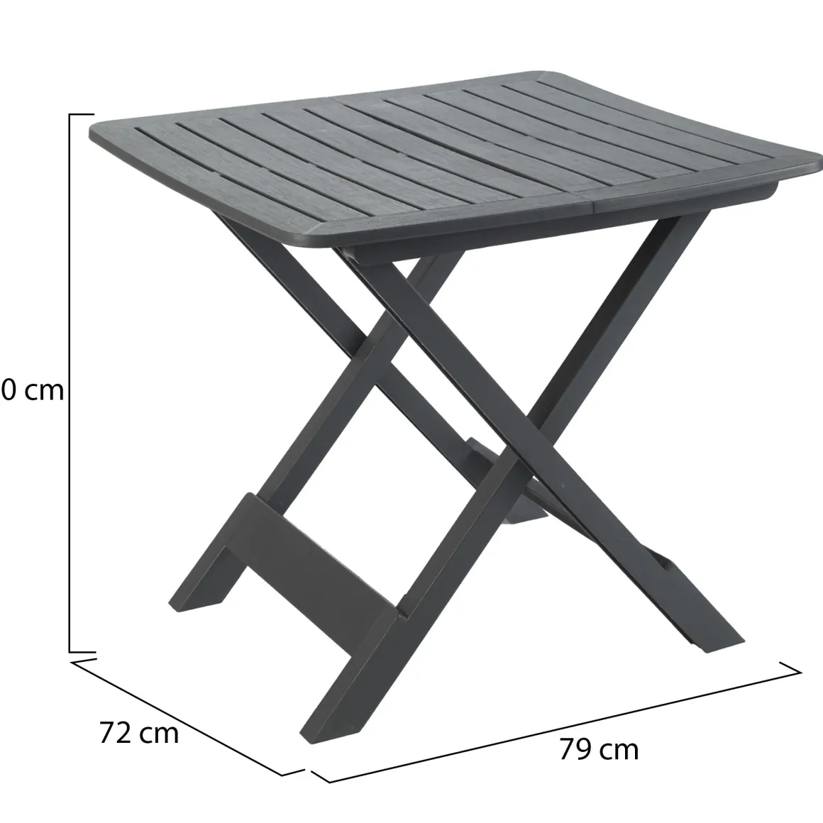 Tavolo da Esterno Nero Antracite 4 Posti Pieghevole 79x72x70h cm, Tavolo Tavolo Pieghevole Rettangolare Made in Italy - Ruthton