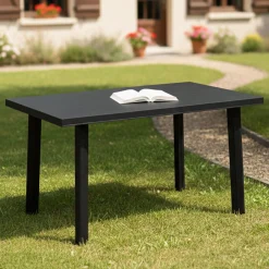 Tavolo da Esterno Nero Antracite 6 Posti Lunghezza Massima 126 cm 126x76x72h cm, Finitura Effetto Liscio Made in Italy - Ozello
