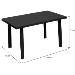 Tavolo da Esterno Nero Antracite 6 Posti Lunghezza Massima 126 cm 126x76x72h cm, Finitura Effetto Liscio Made in Italy - Ozello