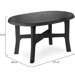 Tavolo da Esterno Nero Antracite 6 Posti Lunghezza Massima 137 cm 137x88x72h cm, Finitura Effetto Quadrettato Made in Italy - Roxton
