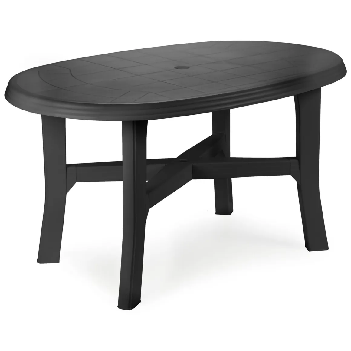 Tavolo da Esterno Nero Antracite 6 Posti Lunghezza Massima 137 cm 137x88x72h cm, Finitura Effetto Quadrettato Made in Italy - Roxton