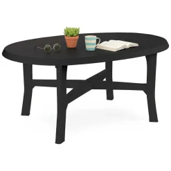 Tavolo da Esterno Nero Antracite 6 Posti Lunghezza Massima 165 cm 165x110x72h cm, Finitura Effetto Liscio Made in Italy - Simmsville