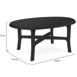 Tavolo da Esterno Nero Antracite 6 Posti Lunghezza Massima 165 cm 165x110x72h cm, Finitura Effetto Liscio Made in Italy - Simmsville