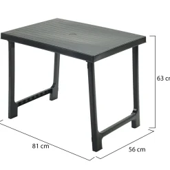 Tavolo da Esterno Nero Antracite 6 Posti Lunghezza Massima 81 cm 81x56x63h cm, Finitura Effetto Rigato Made in Italy - Beechwood