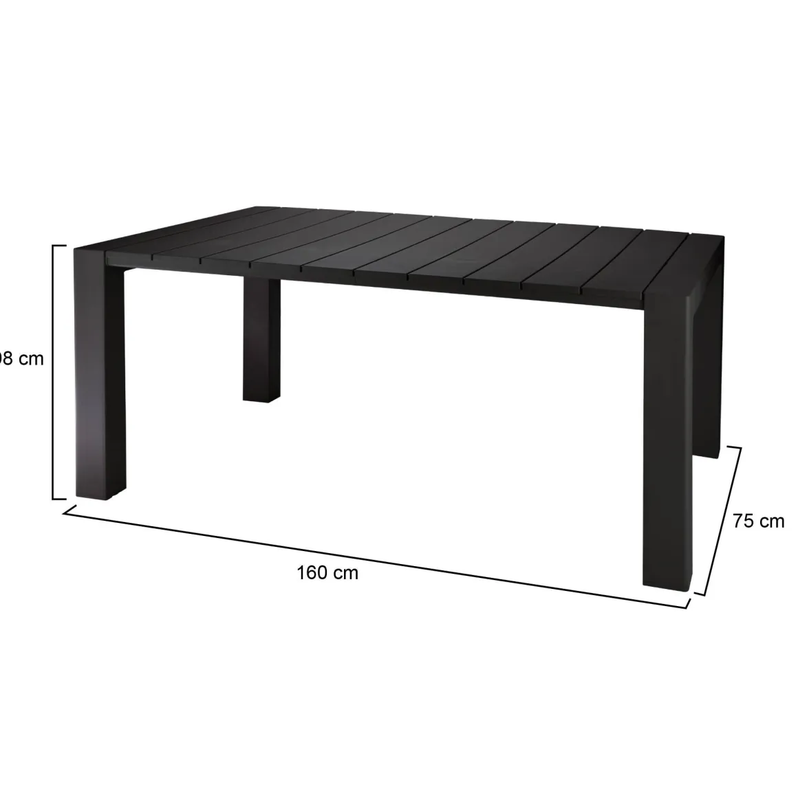 Tavolo da esterno 10 posti 160x98cm antracite - Magelang