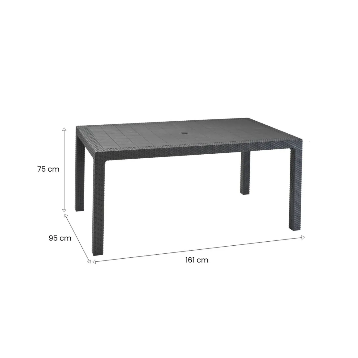 Tavolo da esterno 6 posti 94x160cm antracite - Pickering