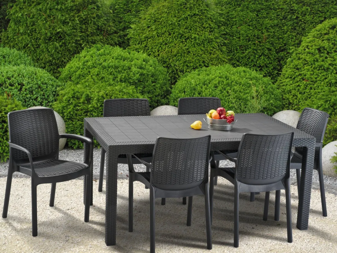 Tavolo da esterno 6 posti 94x160cm antracite - Pickering