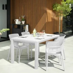 Tavoli Da Esterno > Dmora Tavolo da esterno 6 posti 147x90cm - Listowel Bianco