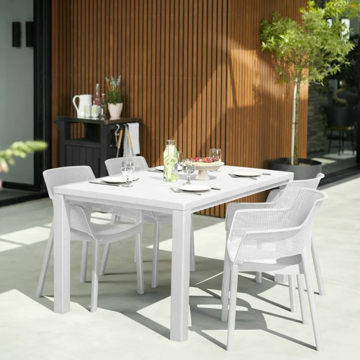 Tavoli Da Esterno > Dmora Tavolo da esterno 6 posti 147x90cm - Listowel Bianco