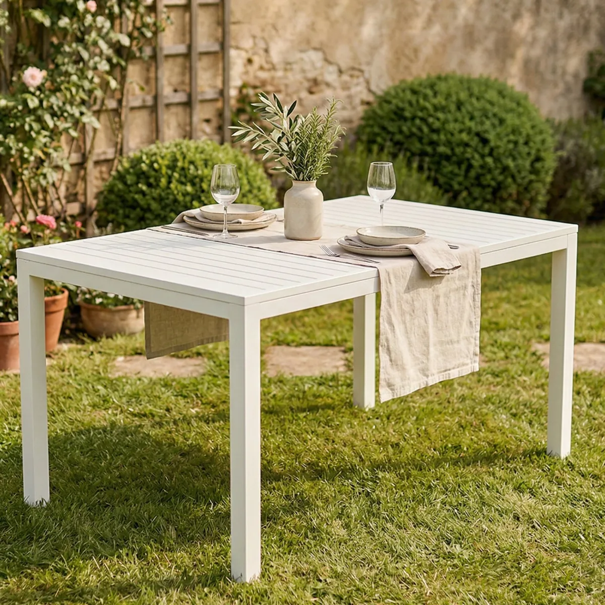 Tavoli Da Esterno|Outdoor > Dmora Tavolo da esterno 6 posti 150x90cm - Askia Bianco