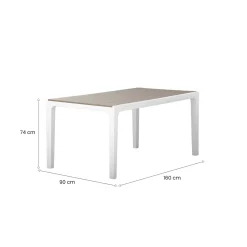 Tavoli Da Esterno > Dmora Tavolo da esterno 6 posti 160x90cm bianco e tortora - Innisfail Grigio, Bianco Tortora