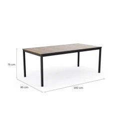 Tavolo da esterno 8 posti 200x95cm rovere e antracite - Sarnia
