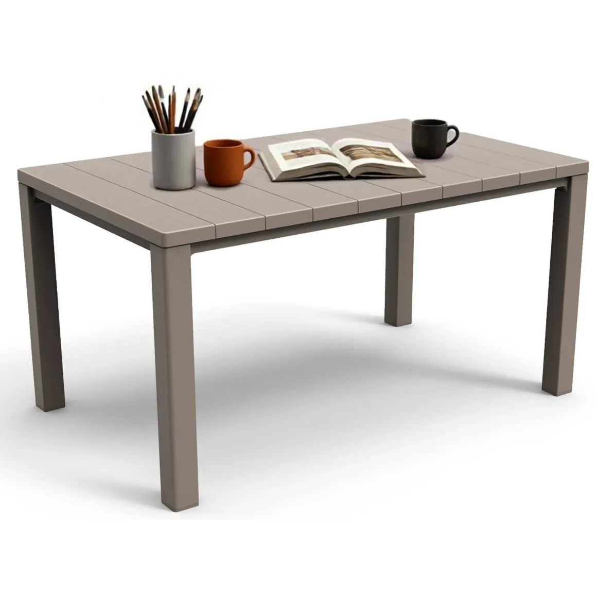 Tavolo da esterno 6 posti 147x90cm tortora - Listowel