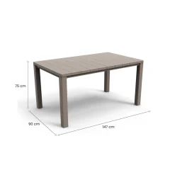 Tavolo da esterno 6 posti 147x90cm tortora - Listowel