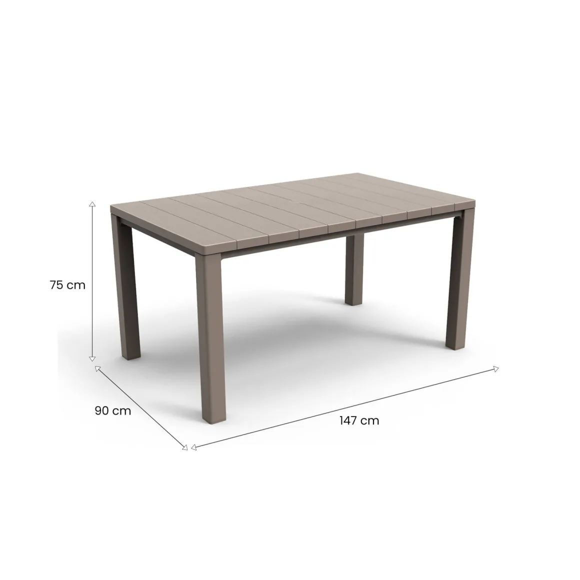 Tavolo da esterno 6 posti 147x90cm tortora - Listowel