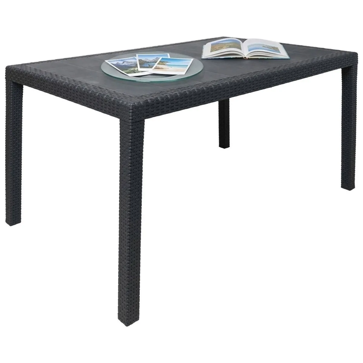 Tavoli Da Esterno|Outdoor > Dmora Tavolo da esterno resistente 10 posti 150x90cm antracite - Ariana Nero Antracite