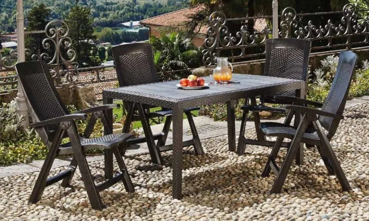 Tavoli Da Esterno|Outdoor > Dmora Tavolo da esterno resistente 10 posti 150x90cm antracite - Ariana Nero Antracite