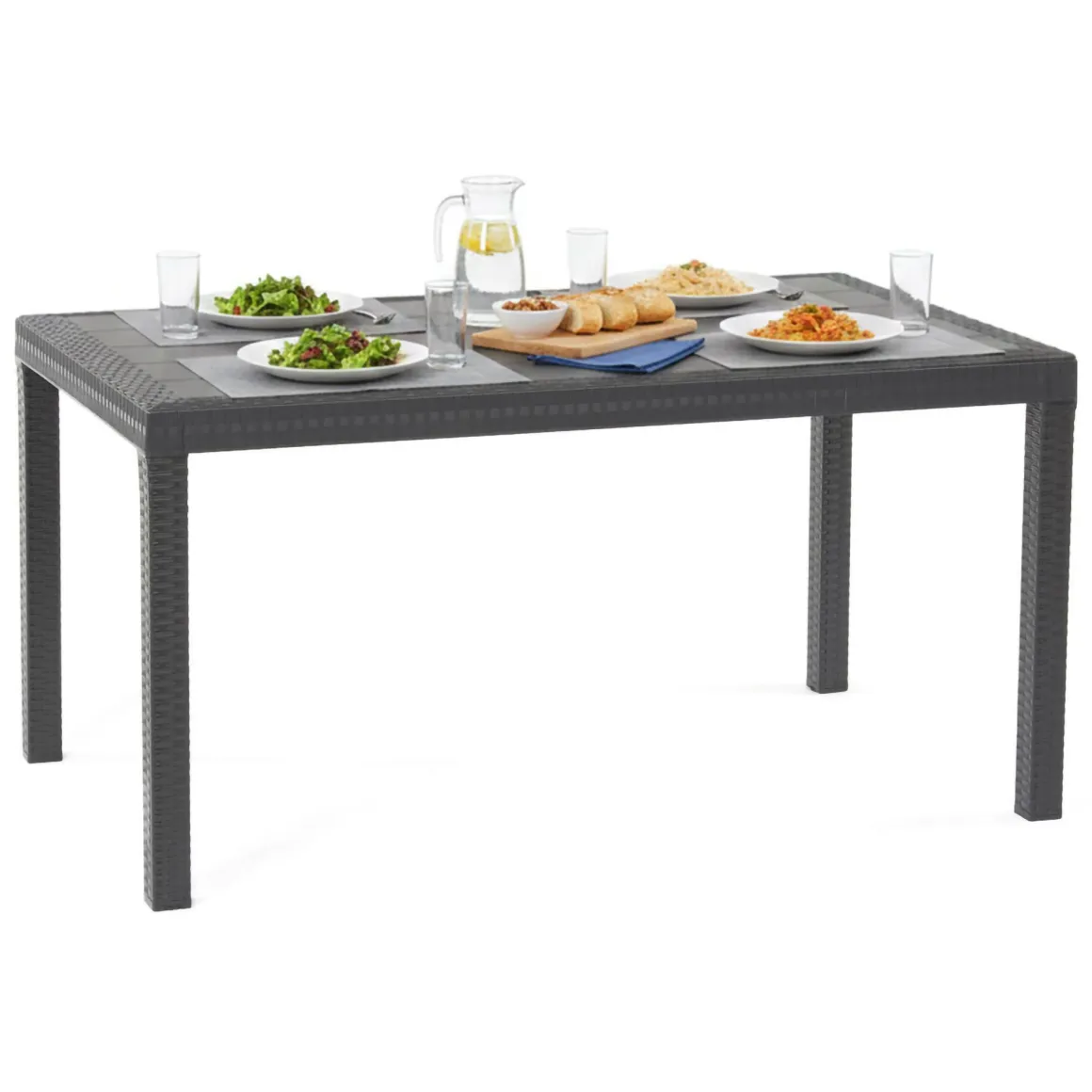 Tavolo da esterno rettangolare 10 posti 150x90cm antracite - Adila