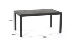 Tavolo da esterno rettangolare 10 posti 150x90cm antracite - Adila