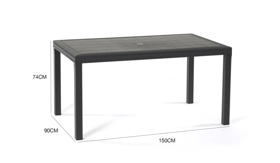 Tavolo da esterno rettangolare 10 posti 150x90cm antracite - Adila