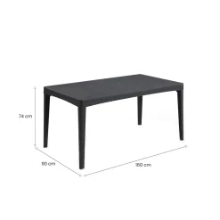 Tavoli Da Esterno > Dmora Tavolo da esterno Salmon, 160x90 h74 cm, Tortora Grigio Tortora