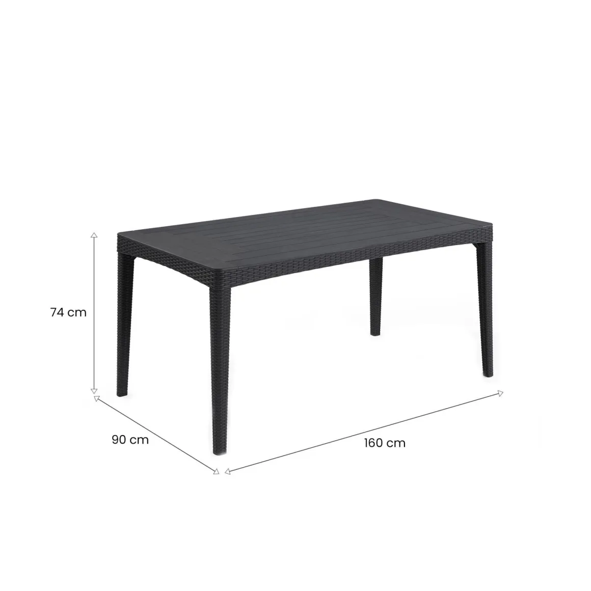Tavoli Da Esterno > Dmora Tavolo da esterno Salmon, 160x90 h74 cm, Tortora Grigio Tortora