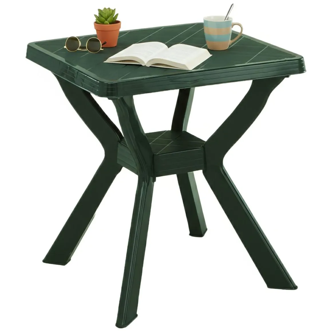 Tavolo da Esterno Verde 4 Posti Tavolo Tavolo Fisso Quadrato 70x70x72h cm, Lunghezza Massima 70 cm Made in Italy - Straven