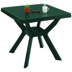 Tavolo da Esterno Verde 4 Posti Tavolo Tavolo Fisso Quadrato 79x79x72h cm, Lunghezza Massima 79 cm Made in Italy - Normandy