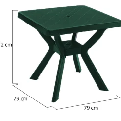 Tavolo da Esterno Verde 4 Posti Tavolo Tavolo Fisso Quadrato 79x79x72h cm, Lunghezza Massima 79 cm Made in Italy - Normandy