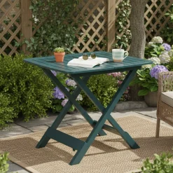 Tavoli Da Esterno > Dmora Tavolo da Esterno 4 Posti Tavolo Tavolo da Esterno Fisso 80x75x72h cm, Lunghezza Massima 80 cm Made in Italy - Tessner Verde