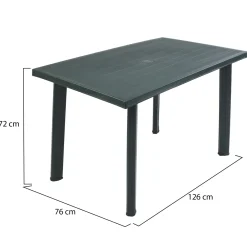 Tavolo da Esterno Verde 6 Posti Finitura Effetto Liscio 126x76x72h cm, Lunghezza Massima 126 cm Made in Italy - Ozello