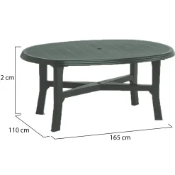 Tavolo da Esterno Verde 6 Posti Tavolo Tavolo da Esterno Fisso 165x110x72h cm, Lunghezza Massima 165 cm Made in Italy - Simmsville