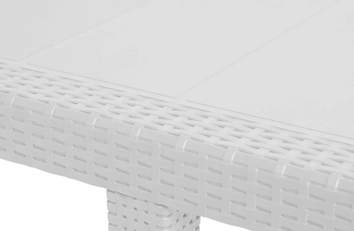 Tavolo da giardino allungabile 8-10 posti 150/220x90cm effetto rattan bianco - Abbaviva